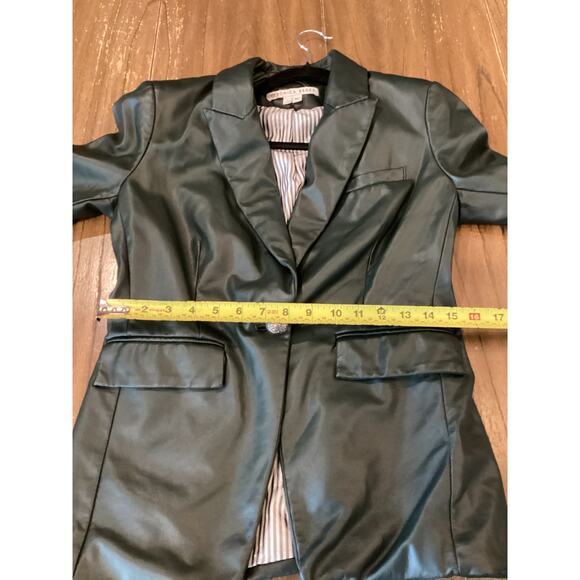 Veronica Beard Hollis Emerald Faux Vegan Leather Dickey Jacket Blazer Size 4 - Picture 5 of 12